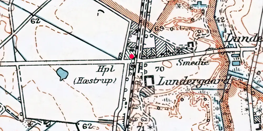 Historisk kort over Hæstrup Billetsalgssted [1917-1934]