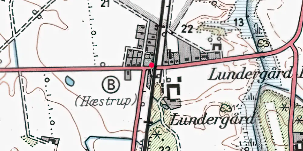 Historisk kort over Hæstrup Billetsalgssted [1917-1934]