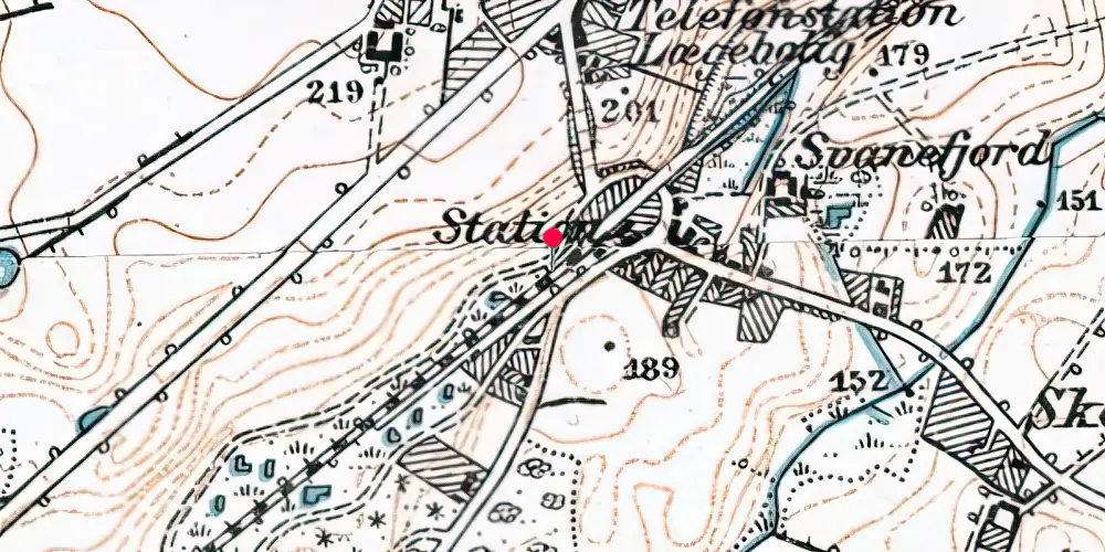 Historisk kort over Hørning (Midlertidig) Station [1906-1907]