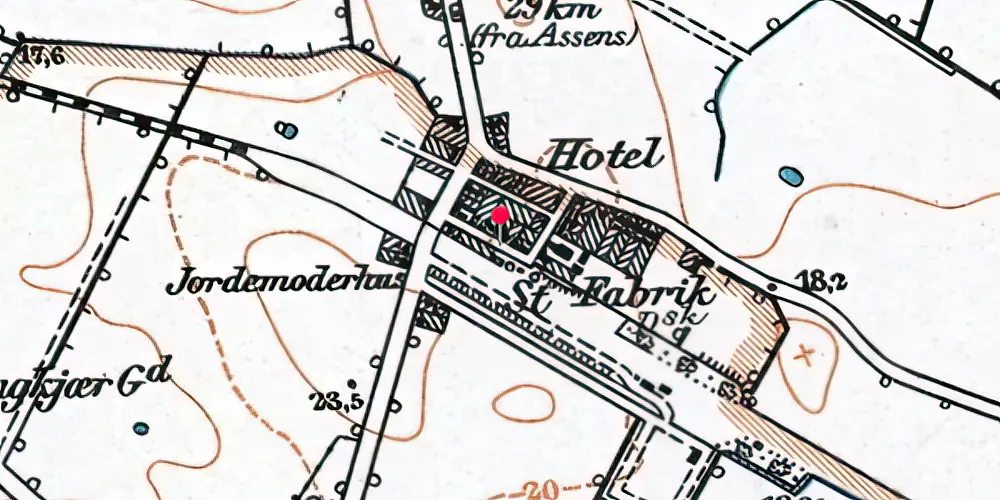 Historisk kort over Kauslunde Holdeplads med sidespor [1899-1922]