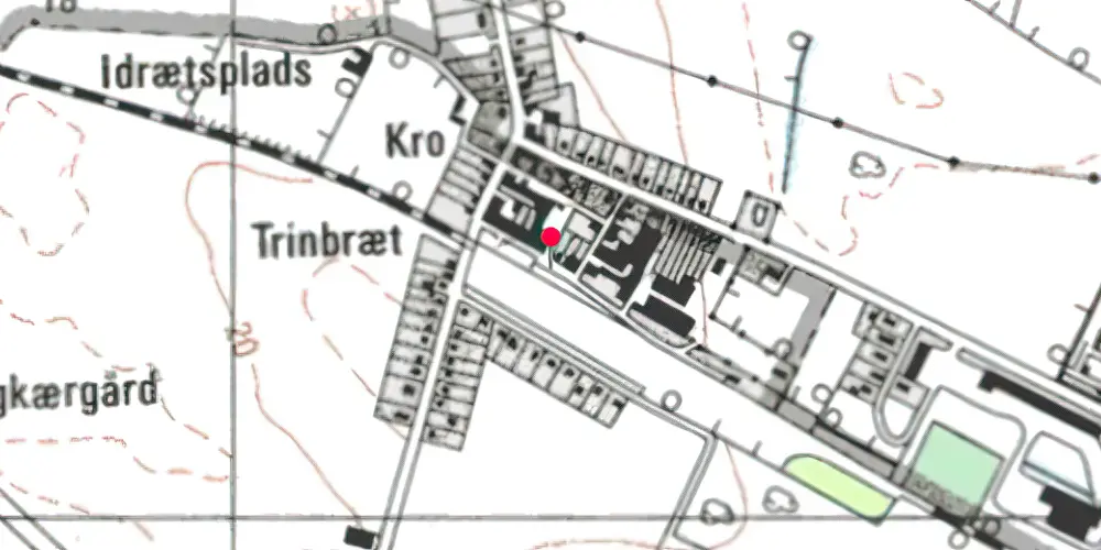 Historisk kort over Kavslunde Billetsalgssted med Sidespor [1973-1973]