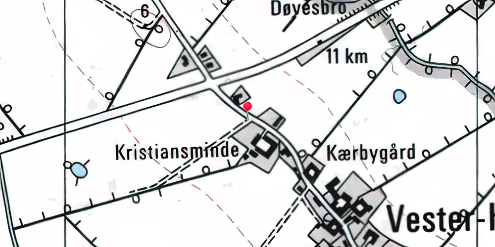 Historisk kort over Vester Kærby Trinbræt 