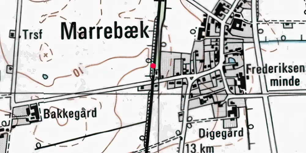 Historisk kort over Marrebæk Billetsalgssted [1954-1959]