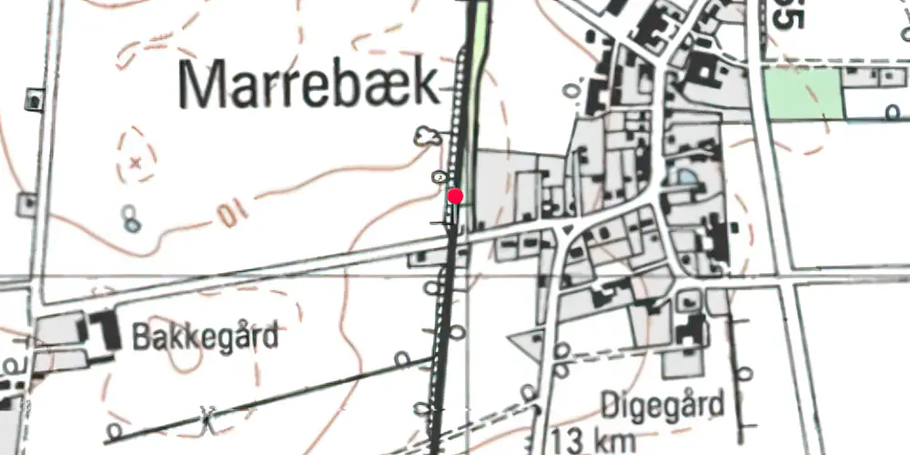 Historisk kort over Marrebæk Billetsalgssted [1954-1959]