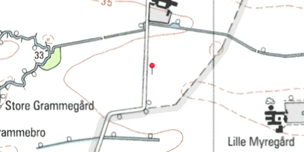 Historisk kort over Langemyregård Billetsalgssted med Sidespor [1900-1949]
