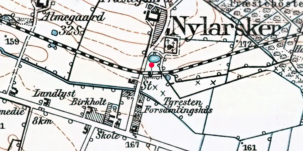 Historisk kort over Nylars Billetsalgssted [1900-1924]