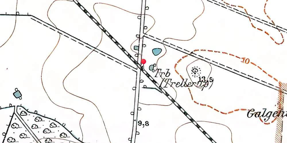 Historisk kort over Trellerup Trinbræt med Sidespor 