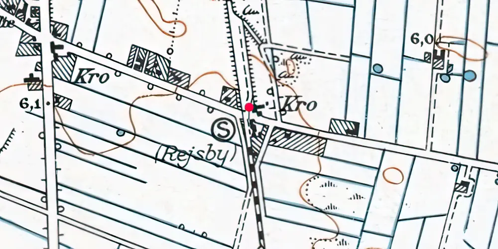 Historisk kort over Rejsby Trinbræt med Sidespor [1962-1970]