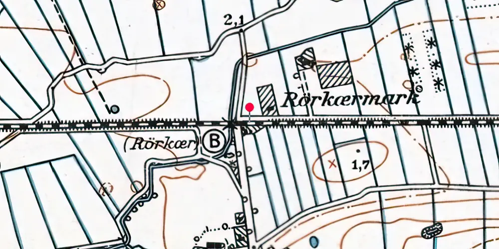 Historisk kort over Rørkær Station uden sidespor [1922-1957]