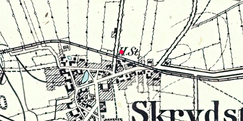 Historisk kort over Skrydstrup Billetsalgssted [1899-1908]