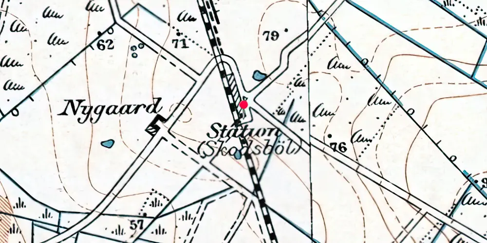 Historisk kort over Skodsbøl Billetsalgssted [1889-1929]