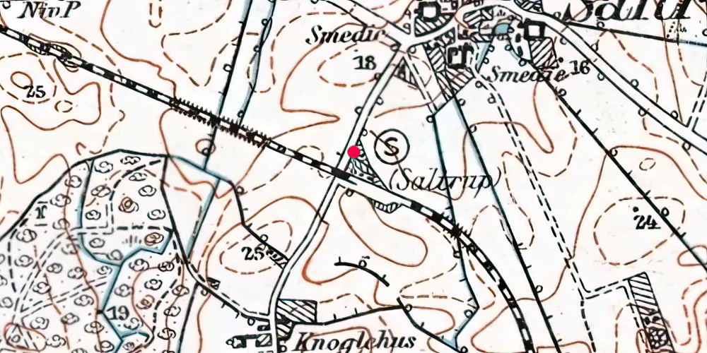 Historisk kort over Saltrup Holdeplads med sidespor [1910-1922]