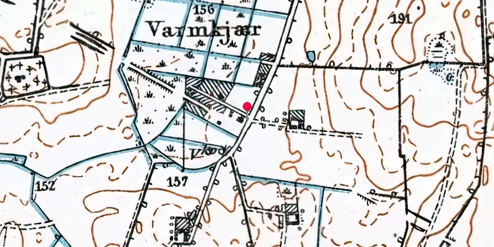 Historisk kort over Starup Holdeplads med sidespor [1898-1912]
