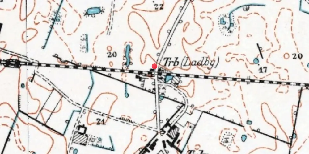 Historisk kort over Ladby Sjælland Trinbræt 