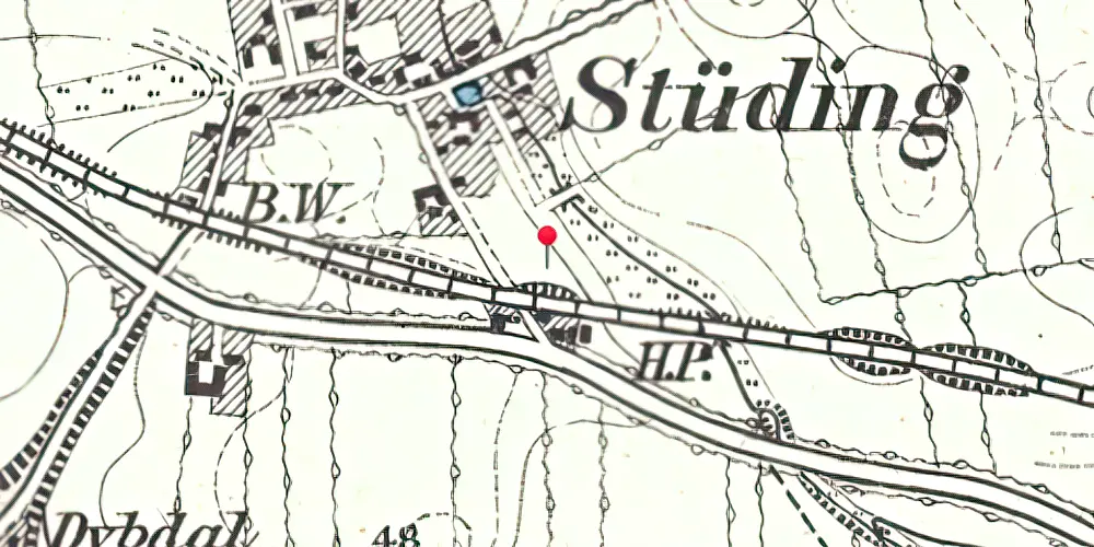 Historisk kort over Styding Billetsalgssted [1905-1920]