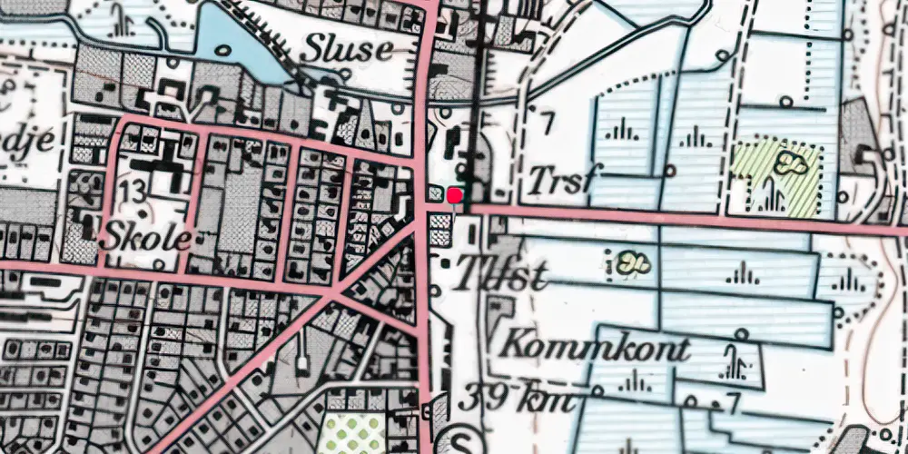 Historisk kort over Svenstrup (Jylland) Holdeplads med sidespor [1872-1875]