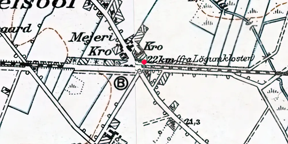 Historisk kort over Terkelsbøl Billetsalgssted [1878-1889]