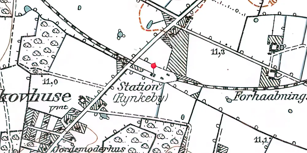 Historisk kort over Rynkeby Station 