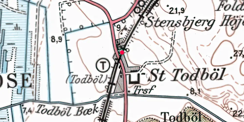 Historisk kort over Todbøl Billetsalgssted [1890-1904]