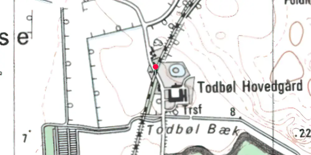 Historisk kort over Todbøl Holdeplads med sidespor [1904-1956]