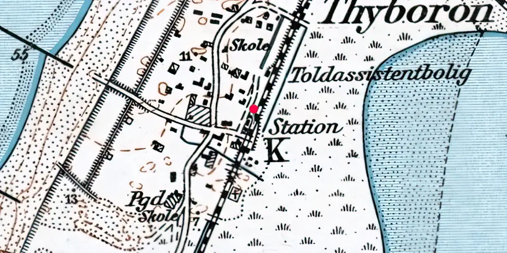 Historisk kort over Thyborøn Billetsalgssted [1940-1950]