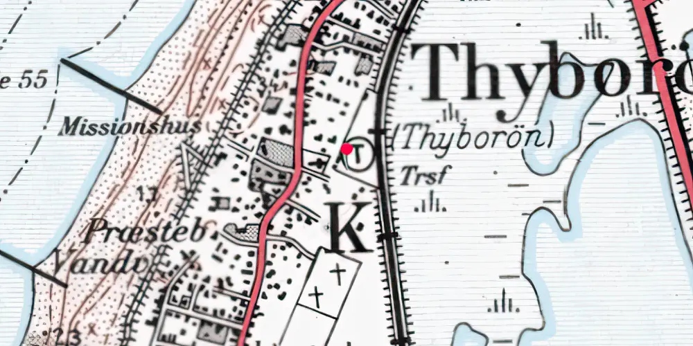 Historisk kort over Thyborøn Billetsalgssted [1940-1950]