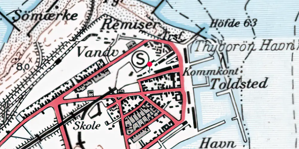 Historisk kort over Thyborøn Havn Station [1924-1990]