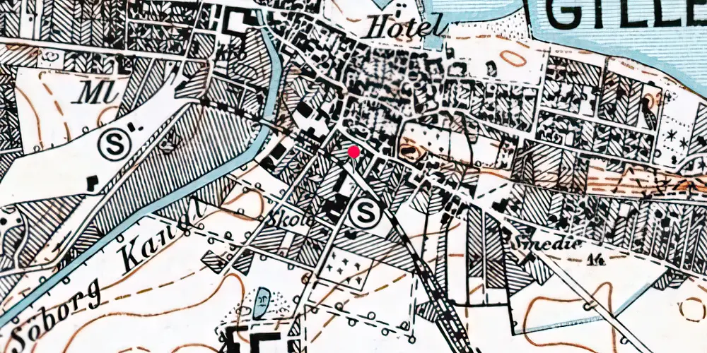 Historisk kort over Gilleleje "midlertidig" Station [1916-1918]