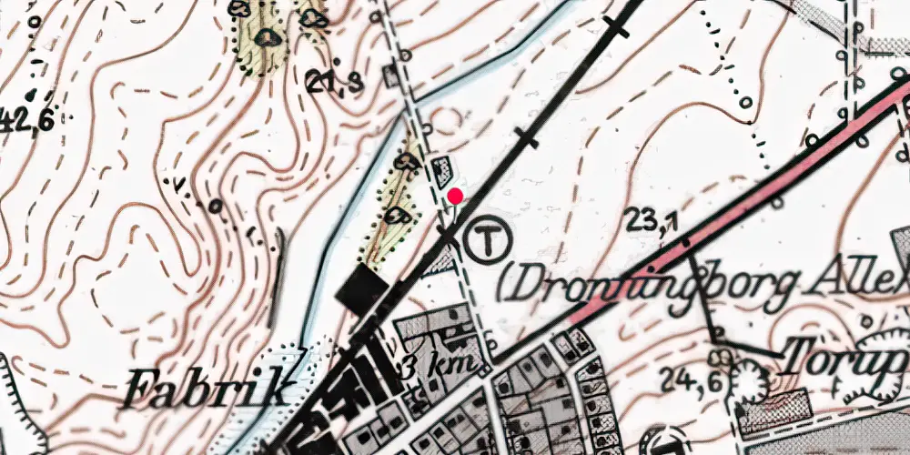 Historisk kort over Dronningborg Allé Trinbræt [1904-1957]