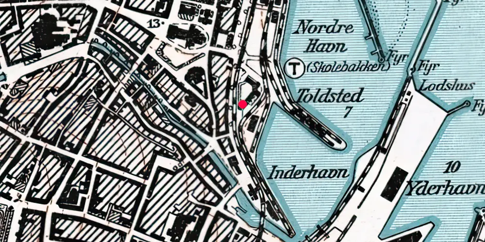 Historisk kort over Aarhus Havnestation [1953-1957]