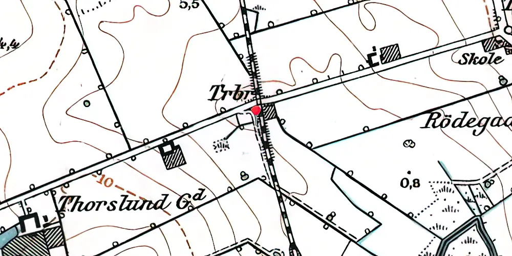 Historisk kort over Tårup Trinbræt med Sidespor 