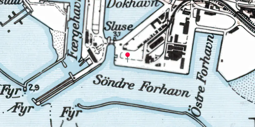 Historisk kort over Esbjerg gamle Havn Havneekspedition [1920-1923]