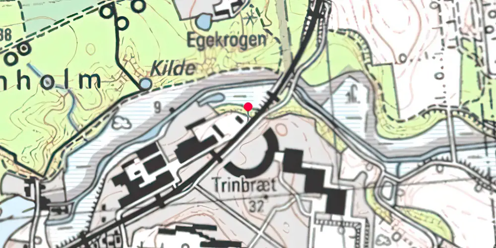 Historisk kort over Ravneholm Papirfabrik Firmaspor [1906-1909]