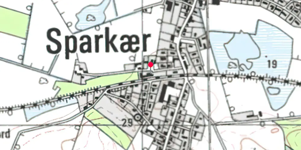 Historisk kort over Sparkær Station [1865-1979]