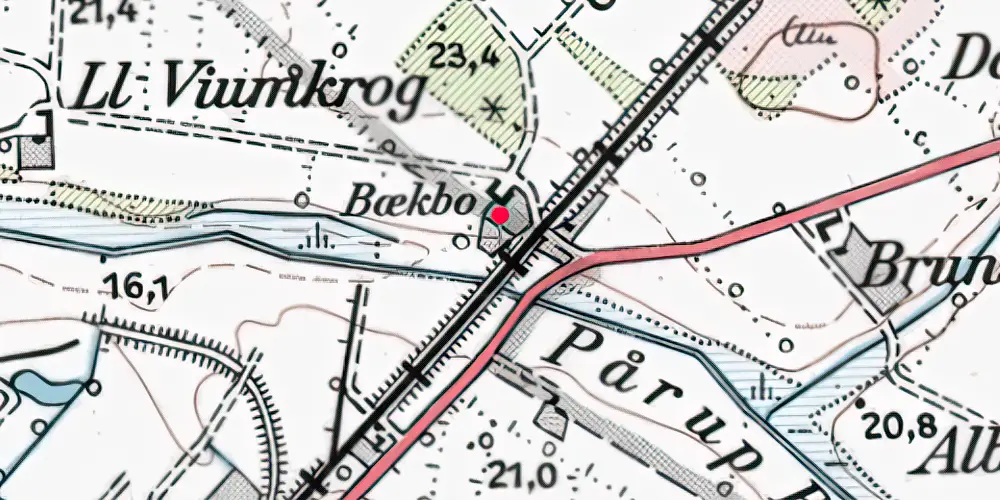 Historisk kort over Nørre Vium Brunkulssidespor