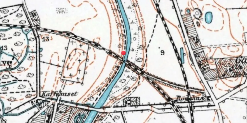 Historisk kort over Susåen Jernbanebro