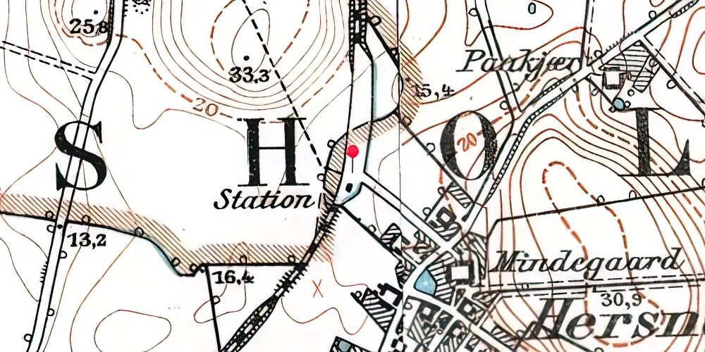 Historisk kort over Hersnap Trinbræt med Sidespor