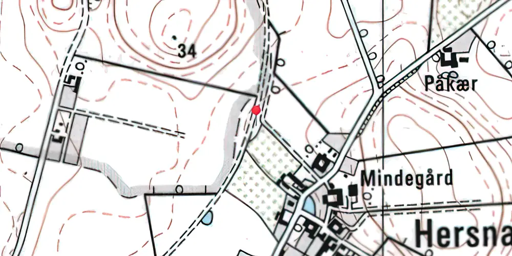 Historisk kort over Hersnap Trinbræt med Sidespor