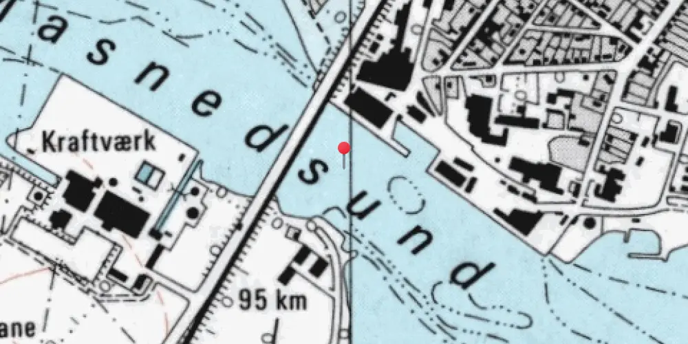 Historisk kort over Masnedsundbroen Jernbanebro