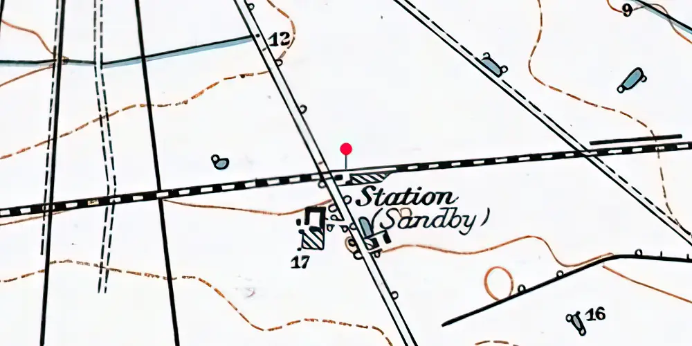 Historisk kort over Sandby Holdeplads med sidespor [1913-1925]