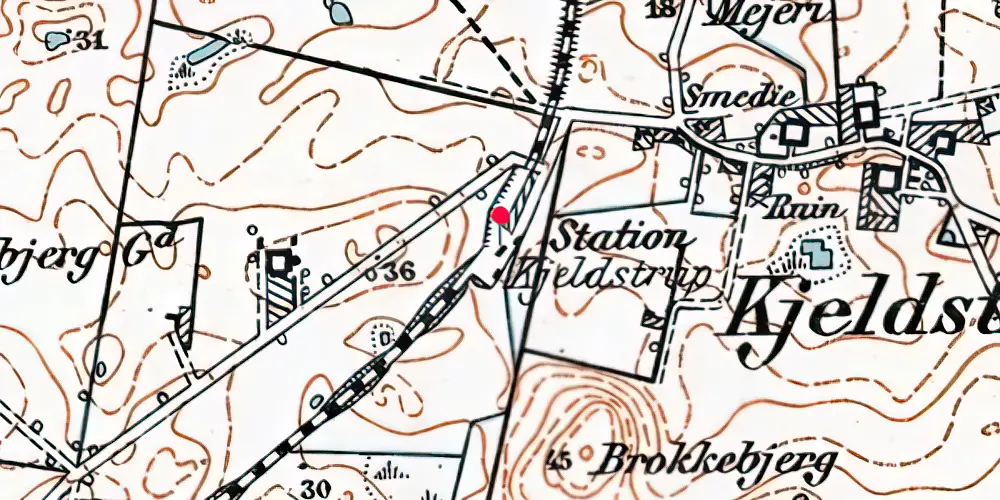 Historisk kort over Kelstrup Billetsalgssted [1899-1949]