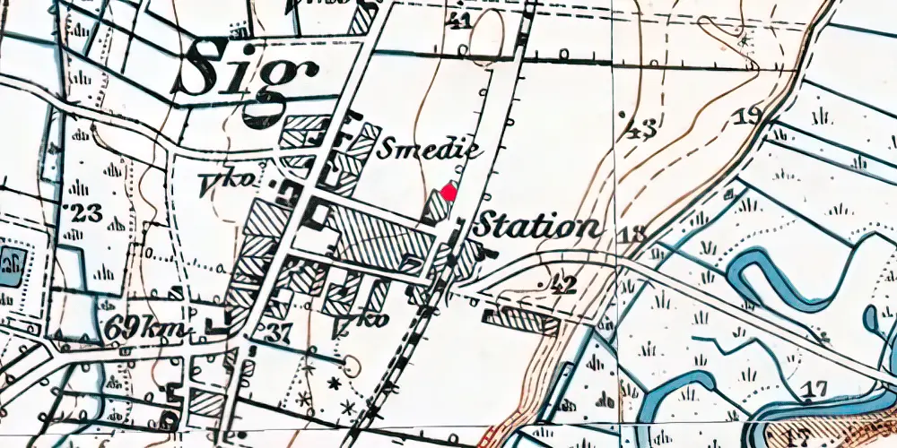 Historisk kort over Sig Station [1878-1970]