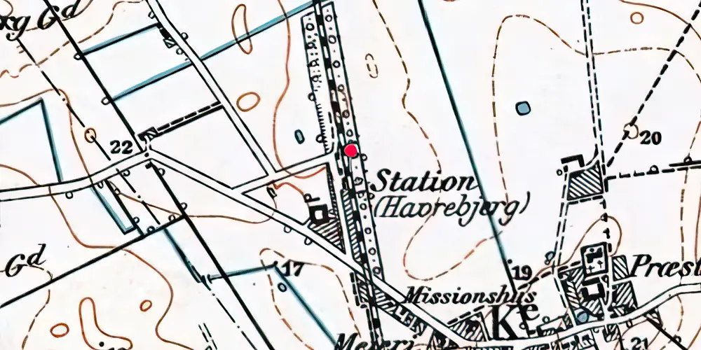 Historisk kort over Havrebjerg Station [1898-1960]