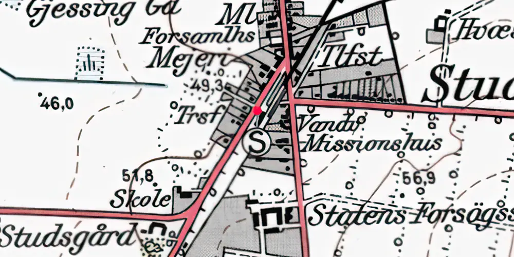 Historisk kort over Studsgård Station [1881-1964]