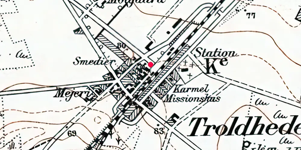 Historisk kort over Troldhede Station [1881-1973]