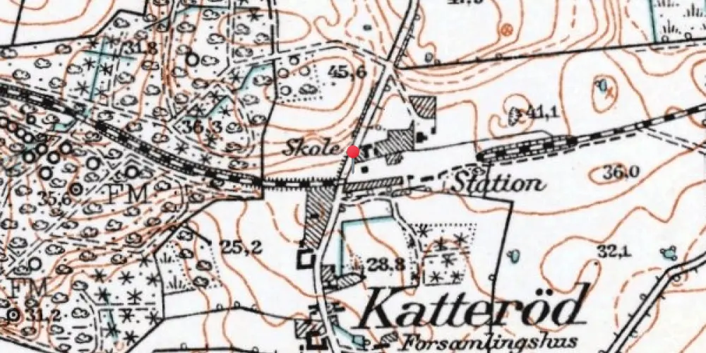 Historisk kort over Katterød Billetsalgssted [1883-1916]