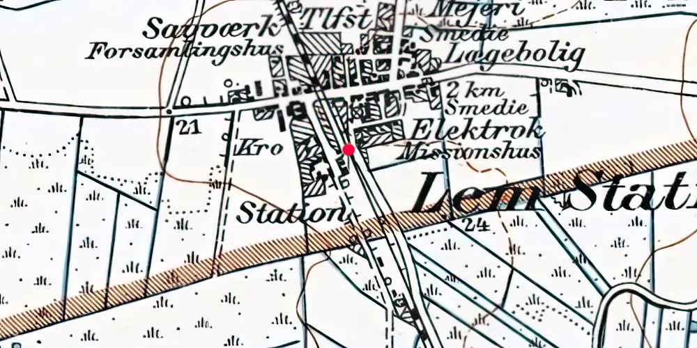 Historisk kort over Lem Station [1875-1970]