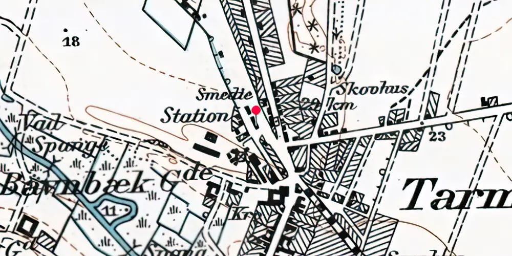 Historisk kort over Tarm Station [1875-1970]