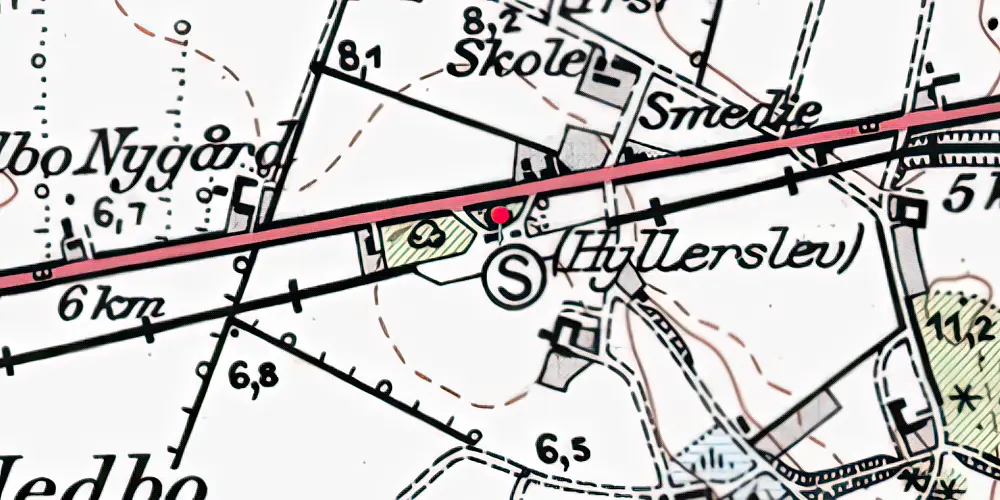 Historisk kort over Hyllerslev Station [1903-1963]