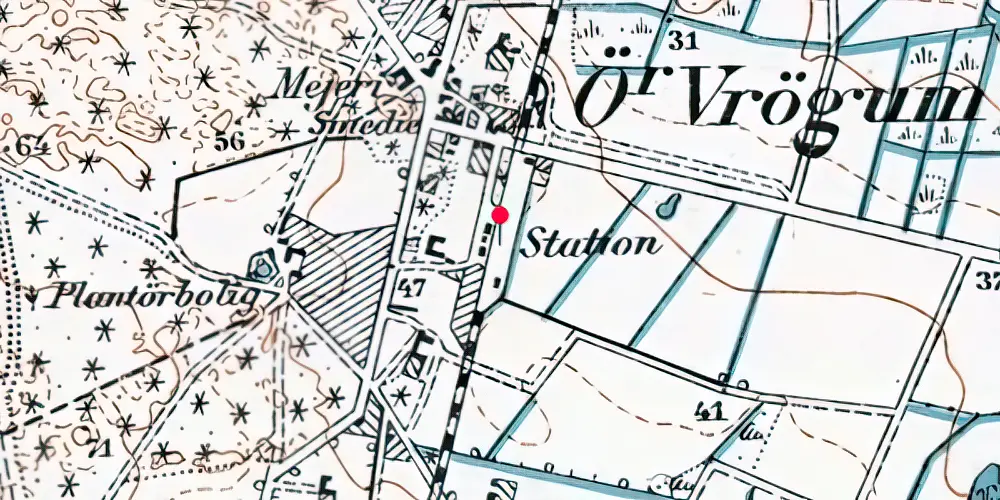 Historisk kort over Vrøgum Station [1903-1968]